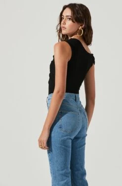 Montrose Off Shoulder Cutout Bodysuit -Outlet Cozi Luxe Store ACT16962 BLACK 4