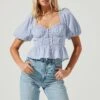 Clairemont Sweetheart Neck Puff Sleeve Peplum Top -Outlet Cozi Luxe Store ACT16963B PERIWINKLE 3