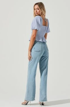 Clairemont Sweetheart Neck Puff Sleeve Peplum Top -Outlet Cozi Luxe Store ACT16963B PERIWINKLE 5