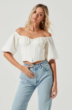 Brixton Off Shoulder Corset Half Sleeve Top