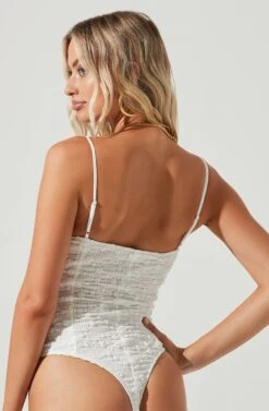 Millbrae Textured Polka Dot Bustier Bodysuit -Outlet Cozi Luxe Store ACT17030 WHITE 6