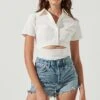 Maui Front Cutout Collared Short Sleeve Bodysuit -Outlet Cozi Luxe Store ACT17042 WHITE 2