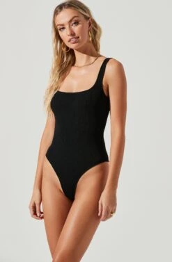 Elmira Cutout Cross Strap Bodysuit -Outlet Cozi Luxe Store ACT17053 BLACK 5