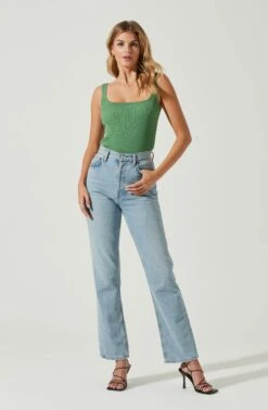 Elmira Cutout Cross Strap Bodysuit -Outlet Cozi Luxe Store ACT17053 GREEN 5 2