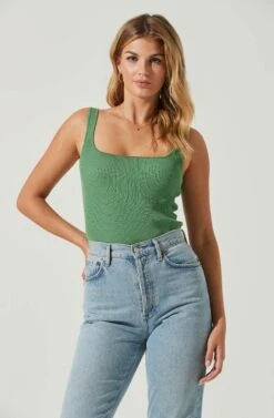 Elmira Cutout Cross Strap Bodysuit -Outlet Cozi Luxe Store ACT17053 GREEN 5 3