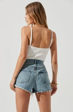 Jax Ribbed Knit Plunge Neck Bodysuit -Outlet Cozi Luxe Store ACT17070 WHITE 1359