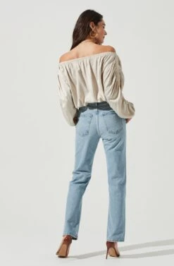 Jessen Off Shoulder Long Sleeve Top -Outlet Cozi Luxe Store ACT17071 BONE 3