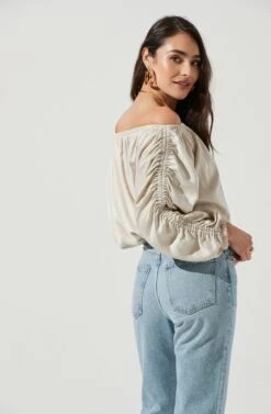 Jessen Off Shoulder Long Sleeve Top -Outlet Cozi Luxe Store ACT17071 BONE 4