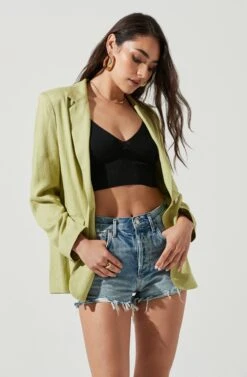 Rio Oversized Linen Blazer -Outlet Cozi Luxe Store ACT17090 CELERY 2
