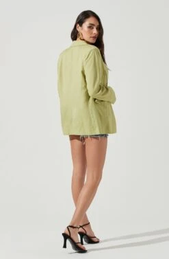 Rio Oversized Linen Blazer -Outlet Cozi Luxe Store ACT17090 CELERY 4
