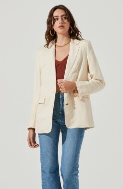 Rio Oversized Linen Blazer -Outlet Cozi Luxe Store ACT17090 CREAM 2