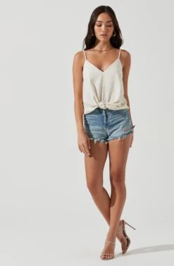 Janis Textured Knot Front Cami -Outlet Cozi Luxe Store ACT17099 CREAM 1733
