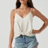 Janis Textured Knot Front Cami -Outlet Cozi Luxe Store ACT17099 CREAM 1742