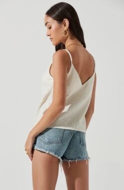 Janis Textured Knot Front Cami -Outlet Cozi Luxe Store ACT17099 CREAM 1748