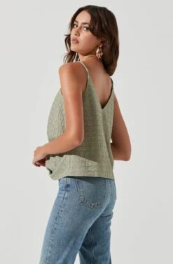 Janis Textured Knot Front Cami -Outlet Cozi Luxe Store ACT17099 DUSTYSAGE 1774