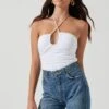 Shayne Ruched Halter Bodysuit 2 Shayne Ruched Halter Bodysuit -Outlet Cozi Luxe Store ACT17118 WHITE 1025