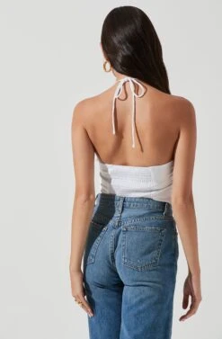 Shayne Ruched Halter Bodysuit -Outlet Cozi Luxe Store ACT17118 WHITE 1032