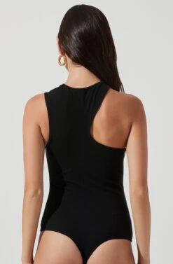 Valley Sleeveless Ribbed Knit Cutout Bodysuit -Outlet Cozi Luxe Store ACT17125 BLACK 1633