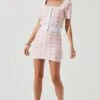 Mindy Terry Cloth Checkered Mini Skirt -Outlet Cozi Luxe Store ACT17146 PINK WHITECHECKS 0480