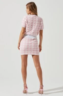 Mindy Terry Cloth Checkered Mini Skirt -Outlet Cozi Luxe Store ACT17146 PINK WHITECHECKS 0489