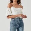 Lima Off Shoulder Corset Bubble Sleeve Top -Outlet Cozi Luxe Store ACT17155 OFFWHITE 1930