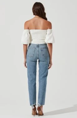 Lima Off Shoulder Corset Bubble Sleeve Top -Outlet Cozi Luxe Store ACT17155 OFFWHITE 1934