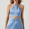 Robin Halter Tie Back Crop Top -Outlet Cozi Luxe Store ACT17181 BLUE 0810
