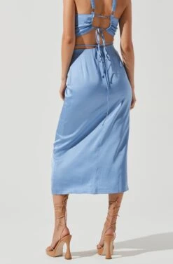 Robin Tie Waist Cutout Midi Skirt -Outlet Cozi Luxe Store ACT17181 BLUE 0825