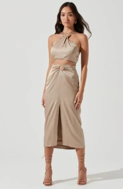 Robin Tie Waist Cutout Midi Skirt -Outlet Cozi Luxe Store ACT17181 KHAKI 1930 d8f19258 efc0 4a84 9a87 2229f336dead
