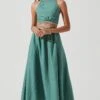 Divine Tie Waist Maxi Skirt -Outlet Cozi Luxe Store ACT17191 DARKSAGE 1184