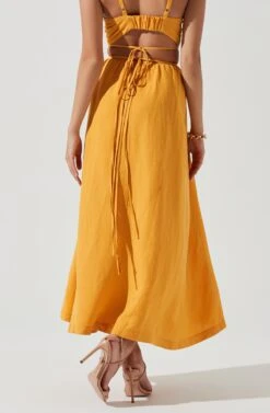 Divine Tie Waist Maxi Skirt -Outlet Cozi Luxe Store ACT17191 MARIGOLD 0271