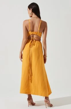 Divine Tie Waist Maxi Skirt -Outlet Cozi Luxe Store ACT17191 MARIGOLD 0275