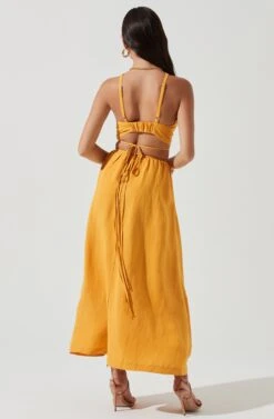 Divine Tie Waist Maxi Skirt -Outlet Cozi Luxe Store ACT17191 MARIGOLD 0277