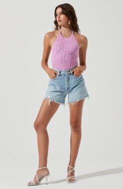 Tulla Ribbed Knit Halter Bodysuit 10 Tulla Ribbed Knit Halter Bodysuit -Outlet Cozi Luxe Store ACT17203 PINKMELANGE 1468