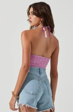 Tulla Ribbed Knit Halter Bodysuit 13 Tulla Ribbed Knit Halter Bodysuit -Outlet Cozi Luxe Store ACT17203 PINKMELANGE 1483