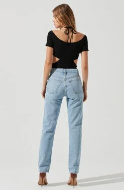 Monterey Halter Neck Cutout Bodysuit -Outlet Cozi Luxe Store ACT17210 BLACK 1228