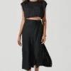 Riva Tie Waist Midi Skirt -Outlet Cozi Luxe Store ACT17218 BLACK 1127