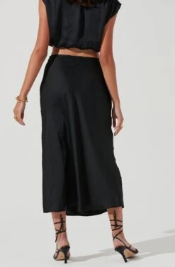Riva Tie Waist Midi Skirt -Outlet Cozi Luxe Store ACT17218 BLACK 1154