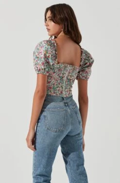 Romilly Floral Puff Sleeve Top 13 Romilly Floral Puff Sleeve Top -Outlet Cozi Luxe Store ACT17221 FUCHSIAMULTIFLORAL 6