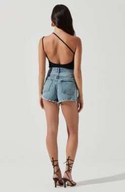 Hartley Asymmetrical Neck Sleeveless Bodysuit -Outlet Cozi Luxe Store ACT17222 BLACK 1000