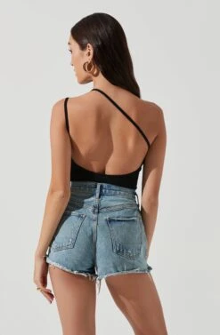 Hartley Asymmetrical Neck Sleeveless Bodysuit -Outlet Cozi Luxe Store ACT17222 BLACK 1003