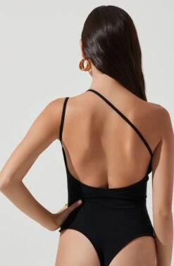 Hartley Asymmetrical Neck Sleeveless Bodysuit -Outlet Cozi Luxe Store ACT17222 BLACK 1011