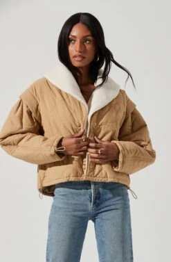 Nadine Quilted Faux Shearling Jacket -Outlet Cozi Luxe Store ACT17275 KHAKI 0178 aaadb492 b9b3 4522 ae33 c4d412f30bfb