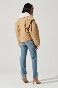 Nadine Quilted Faux Shearling Jacket -Outlet Cozi Luxe Store ACT17275 KHAKI 0185 91274b9f 058f 479a 9d44 8bc461fe17d1