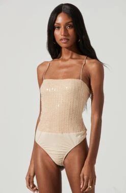Zahara Beaded Strappy Bodysuit -Outlet Cozi Luxe Store ACT17295 NUDE 0956
