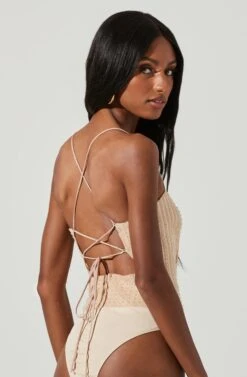Zahara Beaded Strappy Bodysuit -Outlet Cozi Luxe Store ACT17295 NUDE 0959