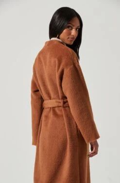 Berkley Tie Waist Coat -Outlet Cozi Luxe Store ACT17309 CAMEL 0829