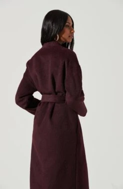 Berkley Tie Waist Coat -Outlet Cozi Luxe Store ACT17309 WINE 1553