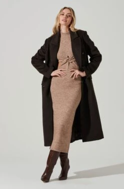 Morana Double Breasted Duster Coat -Outlet Cozi Luxe Store ACT17315B DARKBROWN 2