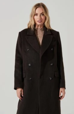 Morana Double Breasted Duster Coat -Outlet Cozi Luxe Store ACT17315B DARKBROWN 4
